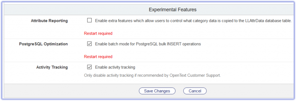 Activate experimental feature